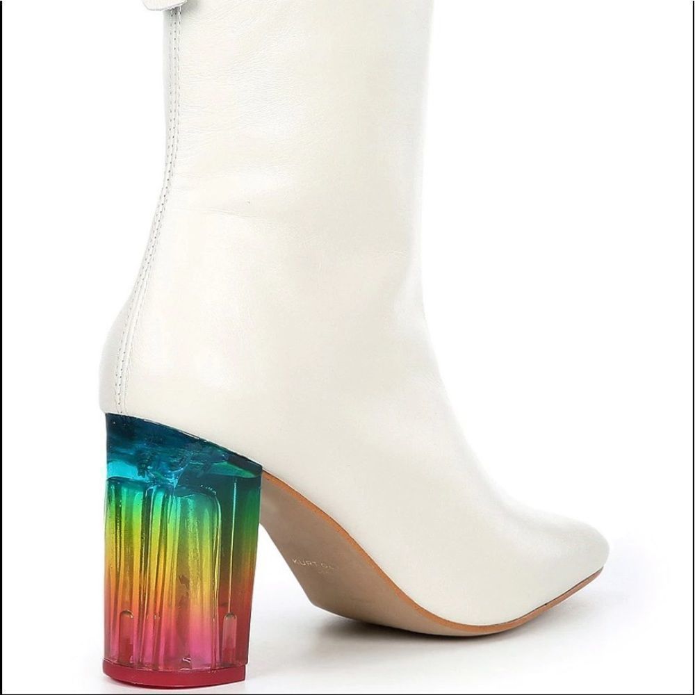 New Kurt Geiger London, the Rainbow Leather Block Heel Booties - Picture 5 of 5
